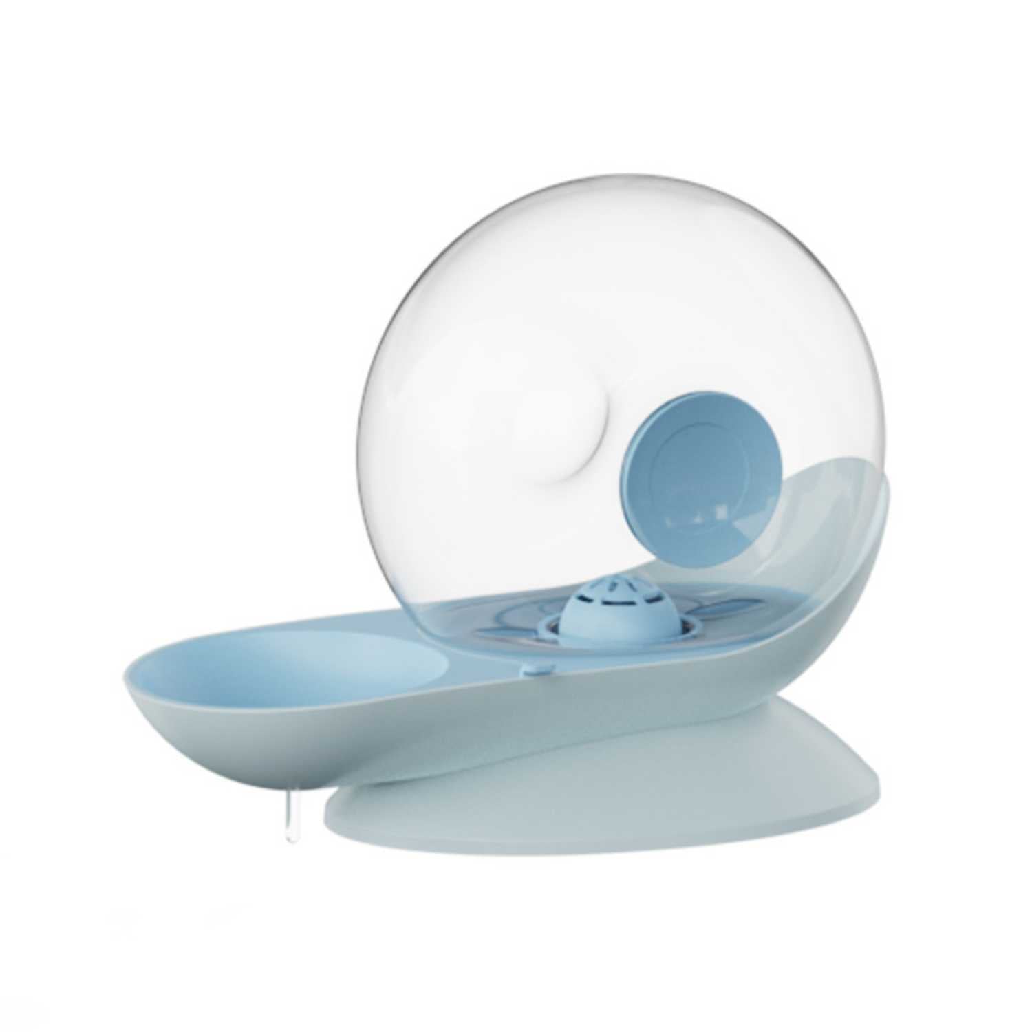 slakken drinkfontein kat lichtblauw model met sferisch waterreservoir